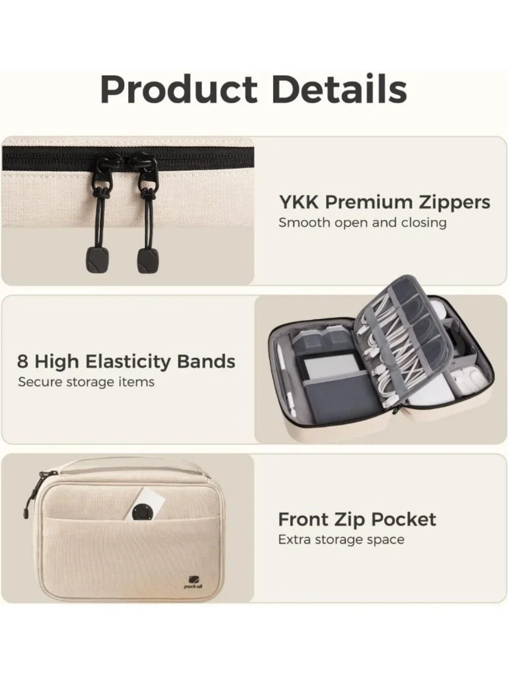 Large Capacity Electronic Organizer Bag - Shockproof Travel Case for Cables